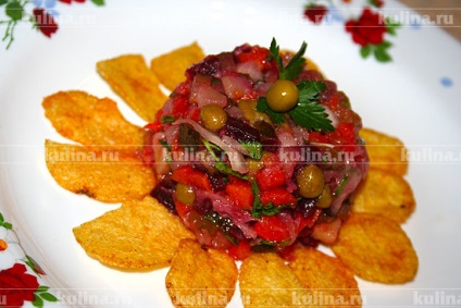 Vinaigrette - a recept egy fotó a (kockákra vágott hozzá egy salátát) Vinaigrette - a recept egy fotót