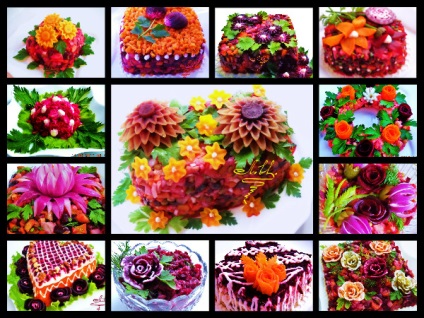 Vinaigrette díszített különleges módon, hogy hozzon létre egy ünnepet az edényt (saláta) Vinaigrette díszített különleges módon, hogy hozzon létre egy nyaralás egy tálban