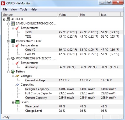 HWMonitor ingyenesen letölthető az orosz, a program CPUID hvmonitor a Windows 7