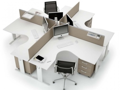 Elhelyezés bútor az irodában, az árnyalatok, a példák a fotó