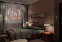 A hálószoba egyszerű és ízléses képet és belső kialakítás, kis ágy könnyebb, elegáns felújítás