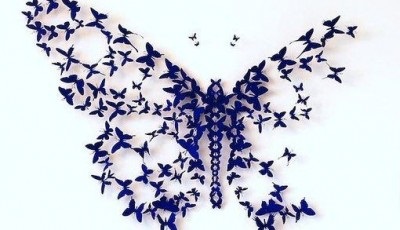 Pillangók a falon kezével dekoráció papír és stencil hogyan dekorációs minta (fotó)
