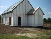 Photo jelentést az építkezés egy keret ház kezeddel (45 fotó)