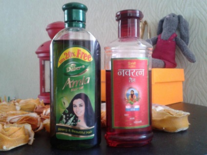 Indiai haj olaj Dabur haj olaj- és Amla vörös olaj navratna -, fényképek és ár