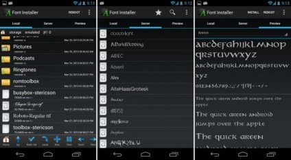A betűtípus módosításához az Android készülékek