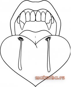 Hogyan kell felhívni a vámpír fogak metsző szív lépésről lépésre, hogy milyen könnyű és egyszerű ceruza, toll