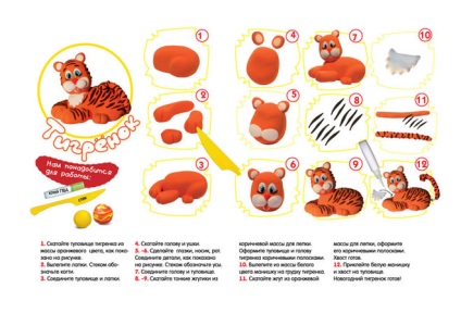 Hogyan készítsünk egy tigris gyurma (Tiger) Hogyan készítsünk egy tigris a plasztikákat