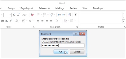 Hogyan kell beállítani egy jelszót dokumentum megnyitásának szó