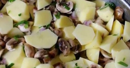 Burgonya gombával (hússal, majonéz) a sütőben receptek