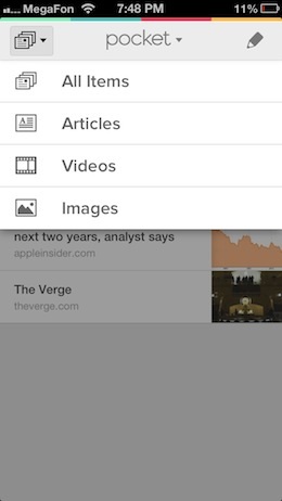 Pocket hagyja az érdekes cikkeket, majd áttekinti alkalmazások iOS és a Mac