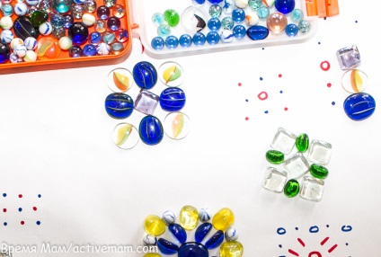 Oktatási játékok üveggyöngyökkel Marbles, idő anyukák