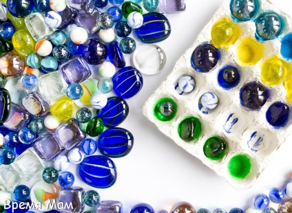 Oktatási játékok üveggyöngyökkel Marbles, idő anyukák