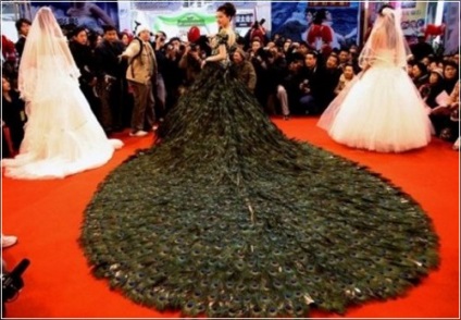 Luxus esküvői ruha páva toll $ 1, 5 millió dollárt