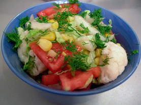 Karfiol saláta, receptek ízletes ételek