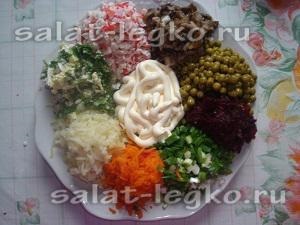Saláta «Kecske a kertben» receptek fotókkal