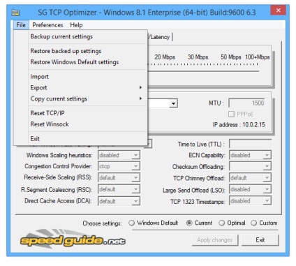 Letöltés sg TCP Optimizer 4