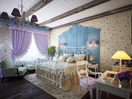 A hálószoba a stílus Provence - 50 ideális fénykép sapalnoy berendezett szobák a francia stílusban Provence