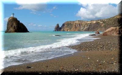 Jasper strand Cape Fiolent (Szevasztopol, Krím) fotók, irányokat, leírás