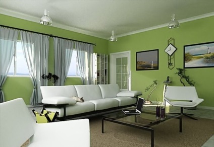 Zöld tapéta a nappaliban - képek és tippek