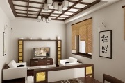 A design a nappali egy japán stílusú, modern fotó intererov