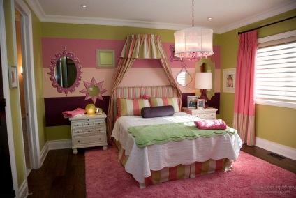 Tervezés pink hálószoba kialakítása belső szobában rózsaszín tónusok