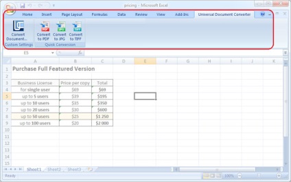 Hogyan kell menteni az Excel fájl PDF-formátumban - Universal Document Converter