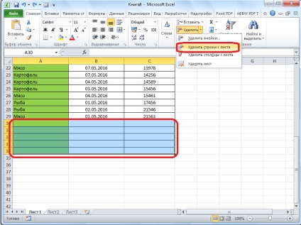 Hogyan lehet eltávolítani az üres sorokat az Excel