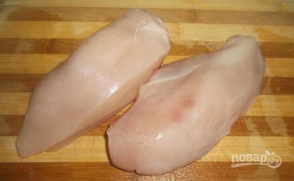Csirkemell - alatt kabát - a sütőben - lépésről lépésre recept fotók
