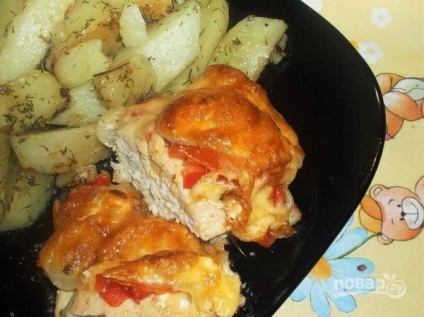 Csirkemell - alatt kabát - a sütőben - lépésről lépésre recept fotók
