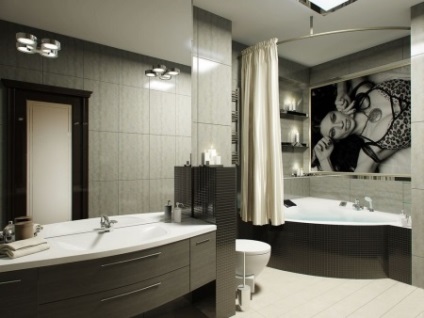 Divat trendek modern fürdőszoba szoba, tervezési jellemzők, cserép