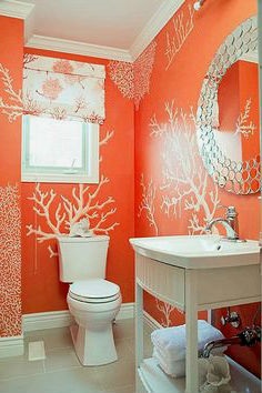 Hihetetlenül szép narancssárga fürdőszoba (50 fotó)