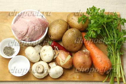 Sült krumpli és a hús (sertés) recept egy fotó
