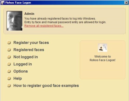 A biometrikus hitelesítés (Rohos Face bejelentkezés) biometrikus azonosítás