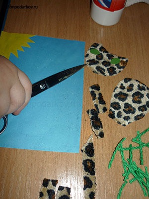 Gyerekek kézműves szövet - rátét vidám leopárd - fényképes útmutató
