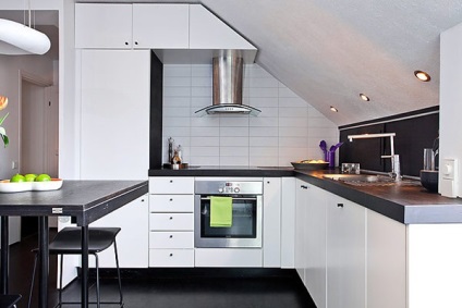 Fekete-fehér konyha kialakítása 100 példák - fotó konyha tervezés