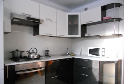 Fekete-fehér konyha kialakítása 100 példák - fotó konyha tervezés