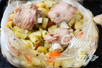 Törökország és a burgonya a sütőben a lyukba recept fényképpel (burgonya) Törökország és a burgonya a sütőben a lyukba recept egy fotó