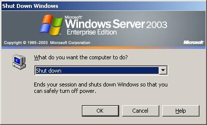 Hogyan kapcsoljuk ki a Shutdown Event Tracker a Windows 2003