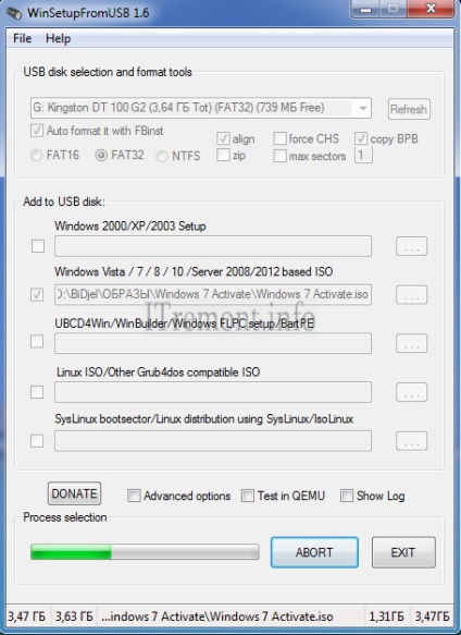 Hogyan éget Windows 7 USB flash meghajtó programot winsetupfromusb