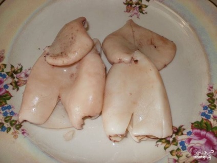 Tintahal, párolt tejföl - egy lépésről lépésre recept fényképeket (receptek fotók) Tintahal, párolt tejföllel - lépésről lépésre recept fotók