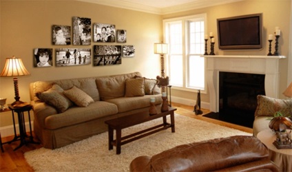 Így a fal fölött a kanapén (25 fotó) festmények, fénykép, tükör