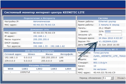 Firmware ZYXEL keenetic hogyan villog a router és frissítse a firmware