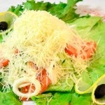 Cézár saláta rétegek recept egy fotó