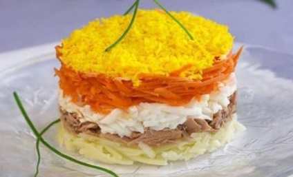 Салат мімоза з горбушей ^ класичний рецепт з фото (рецепт) Салат мімоза з горбушей ^ класичний рецепт з фото