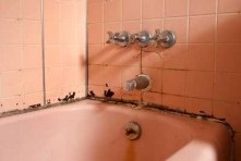 A fogantyú falakat penész a fürdőszobában csempe lerakása előtt