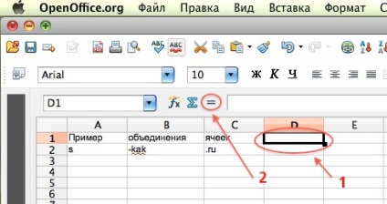 Hogyan kombájnszövegbe több sejtet OpenOffice Calc, megkérdezni, hogy