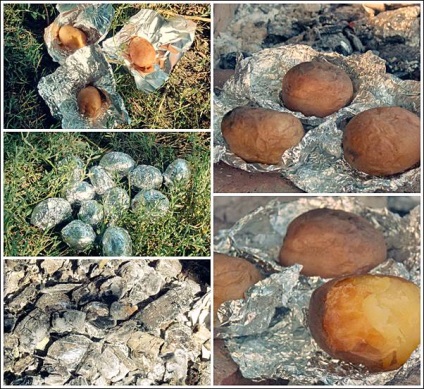 Burgonya a grill - szalonnával és fólia a nyársak (burgonya) Burgonya a grill - szalonnával és fólia nyársra