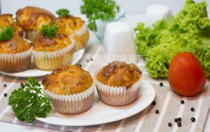Muffin csirkével és sajttal, snack muffin recept lépésről lépésre fotók, minden étkezés