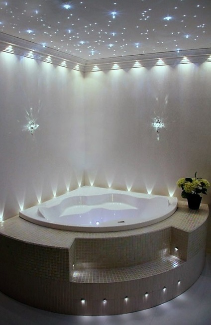 Világítás a fürdőszobában, világítás elrendezés és egyéb részletek