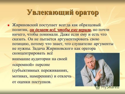 Előadás Vladimir Volfovich Zhirinovsky kiemelkedő szónoka időnket Sarkisov